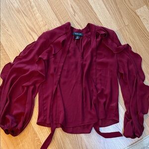 Rachel Zoe Burgundy Ruffle Blouse